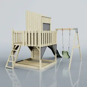 PolarPlay Kids Climbing Tower & Playhouse with Swing and Slide - Swing Helka Mist