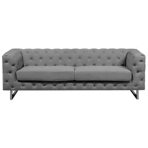 Beliani Glam Fabric Sofa Set Grey VISSLAND