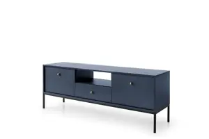 Mono TV Cabinet in Navy - Stylish and Functional Entertainment Centre with Drawer and Doors (W1540mm x H560mm x D390mm)