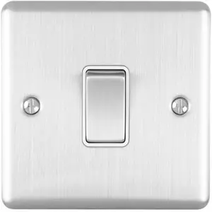 2 PACK 1 Gang 20A DP Single Switch SATIN STEEL & White Trim Appliance / Boiler