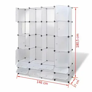 Modular Cabinet with Compartment Storage Cabinet Clothes Organizer White