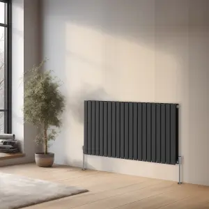 Right Radiators 600x1428 mm Horizontal Double Flat Panel Designer Radiator Anthracite