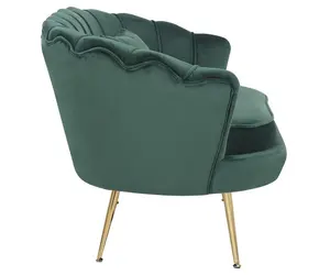 2 Seater Loveseat Small Sofa in Velvet Bottle Green Fabric