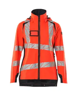 Mascot Accelerate Safe Ladies Lightweight Outer Shell Jacket (Hi-Vis Red/Dark Navy)  (XXXX Large)