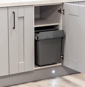 40 Litre Pull Out Under Counter Kitchen Waste Recycling Bin for 400mm Cabinet Hinged Door Base Mounted