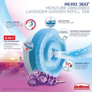 UniBond Aero 360 Lavender Garden Moisture absorber refill, Pack of 4