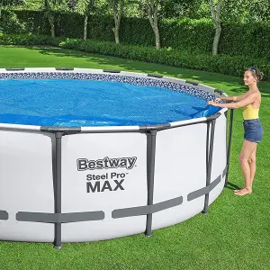 Bestway Flowclear Solar Pool Cover for Steel Pro Max Pools, 18 Feet, Blue