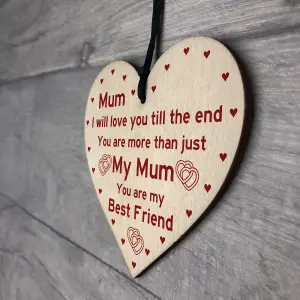 Mum Best Friend Gift Wooden Heart Birthday Mothers Day Gift For Mum From Daughter Son