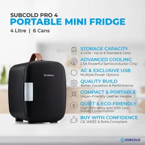 Subcold Pro 4L Mini Fridge Black