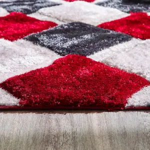 Origins 3D Geo Shaggy Rug Red 160 X 230