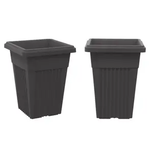 simpa 2PC Black Sovereign Pillar Upright Planters 32cm Dia