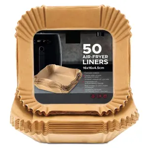 SQ Professional 50PC Air Fryer Liners Square - 16 x 16 x 4.5cm