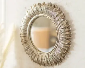 Distressed Silver Feathered Mirror