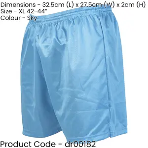 XL - SKY BLUE Adult Sports Micro Stripe Training Shorts Bottoms - Gym Football