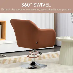 HOMCOM Stylish Retro Swivel Tub Chair Steel Frame Cushion Seat Dark Brown