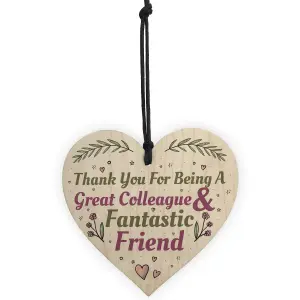 Red Ocean Great Colleague Friend Handmade Wooden Heart Sign Novelty Friendship Gift Leaving Job Thank You Gift