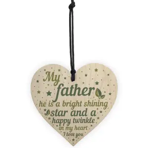 Red Ocean Dad Father Memorial Hanging Wooden Heart Remembrance Plaque Keepsake Gift For Dad