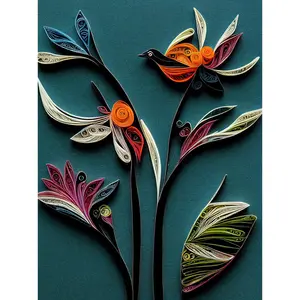 Modern Paper Quilling Bird Exotic Flower - Print Unframed / 25.9cm H x 20.6cm W x 1.5cm D