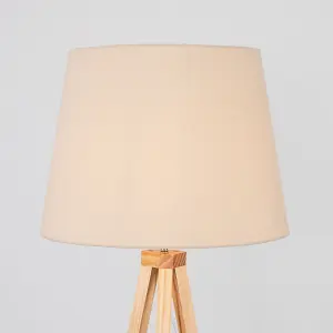 ValueLights Modern Light Wood Tripod Design Floor Lamp With Beige Shade