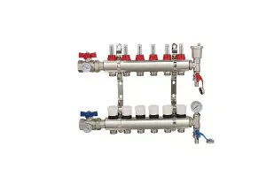 Warmer System Underfloor Heating 6 Port Manifold with 'A' Rated Auto Pump GPA25-6 III and Blending Valve Set