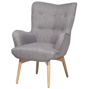 Wingback Chair VEJLE with Footstool Fabric Light Grey