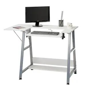 Sewing Online Small Sewing Table White with Silver Legs with Adjustable Platform