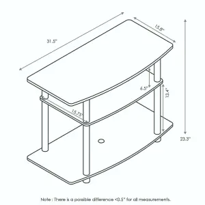 Furinno 13192DWN Turn-N-Tube No Tools 3-Tier TV Stands, Dark Walnut