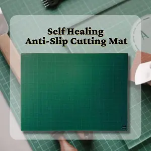 Self Healing Rectangular Green A3 Cutting Mat - Anti-Slip Blade-Resistant Core with Metric Grid Lines Universal Mat