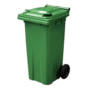 Large 140 Litre Green Coloured Outdoor Council Wheelie Bins Complete With Lid And Wheels