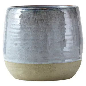 Interiors by Premier Handcrafted Large Grey Planter, Glazed Finish Large Garden Flower Pot, Versatile Outdoor Flower Planter