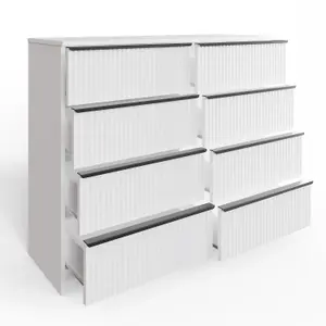 Ripple Effect White 8 Drawer Chest Of Drawers Modern Scalloped Fronts