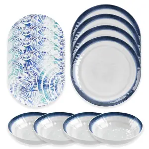 Purely Home Coastal 12 Piece Melamine Dinnerware Set for 4