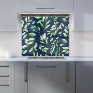 Watercolor Leaves Premium Glass Kitchen Splashback W600mm x H750mm