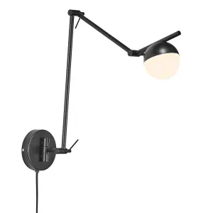 Nordlux Contina Indoor Living Dining Bedroom Metal Wall Light in Black (Diam) 12.5cm