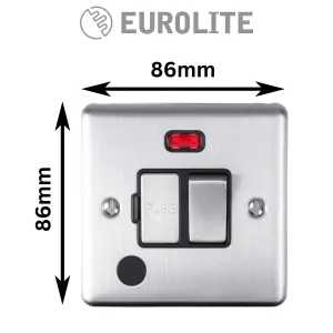 Eurolite Switched Fused Spur 13A DP With Neon & Flex Outlet: Satin Enhance Range - Black Trim (5 Pack)