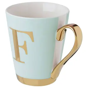 Maison by Premier Mimo Green Frosted Deco F Letter Monogram Mug