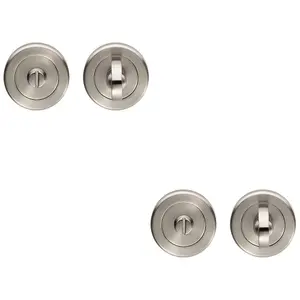 2 PACK - Bathroom Thumbturn Lock and Release Handle Beveled Edged Rose Satin Nickel