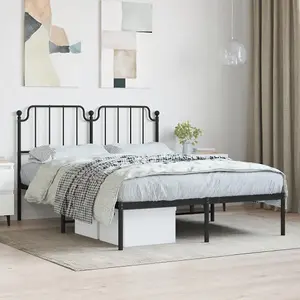 Berkfield Metal Bed Frame without Mattress with Headboard Black 140x200cm