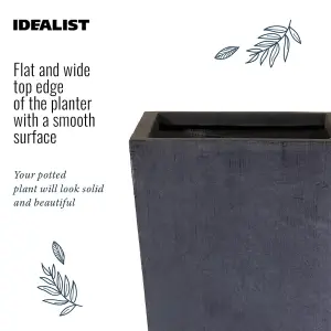 Set of 2 IDEALIST™ 38cm Tall Planter, Dark Grey Reinforced Stone Small Garden Planters, Outdoor Plant Pots H38 L18 W18 cm, 13L