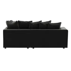 Brooklyn Plush Velvet 3 to 4 Seater L Shaped Corner Sofa Foam Black Right Hand Facing