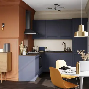 GoodHome Garcinia Integrated handle Matt navy blue Shaker Highline Cabinet door (W)300mm (H)715mm (T)20mm