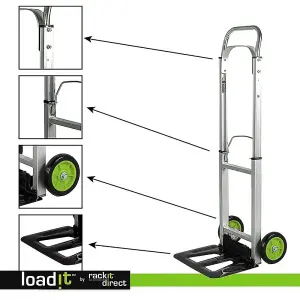 LoadIt 100kg Folding Trolley Sack Truck Barrow, Hand Truck, Moving Trolley on Wheels, Heavy Duty, ISO 9001 & TUV GS