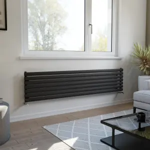 Ximax Champion FORH1164600A Anthracite Gas Horizontal Designer Radiator, (W)1800mm x (H)410mm