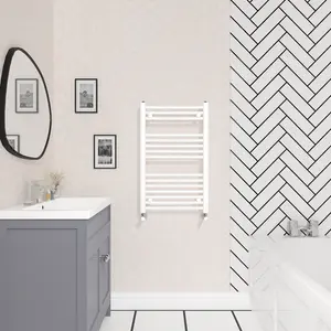 Wiest Straight Heated Towel Rail Radiator Bathroom Ladder Warmer White / 80cm H x 50cm W x 3cm D