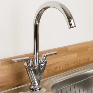 Nes Home Fusion Swivel Kitchen Sink Mono Mixer Tap Brushed Nickel