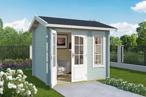 Alex Mini-Log Cabin, Wooden Garden Room, Timber Summerhouse, Home Office - L290 x W254.1 x H245.1 cm