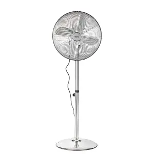 Geepas 16 Inch Chrome Metal Pedestal Fan Floor Fan 3-Speed