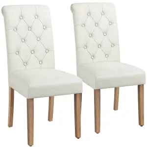 Yaheetech Set of 2 Beige Upholstered Dining Chairs Classic Fabric Chairs with High Back