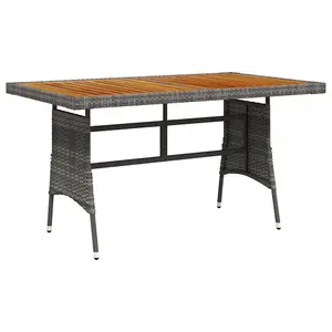 Berkfield Garden Table Grey 130x70x72 cm Poly Rattan & Solid Acacia Wood