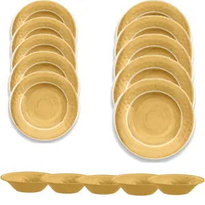 Purely Home Crackle Gold Melamine 15 Piece Outdoor Dinnerware Set for 5